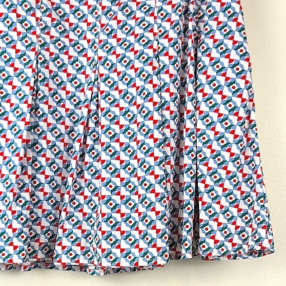 Maeve by Anthropologie Pleated Red and Blue A-Line Flirty Skater Skirt Size 8 - Picture 5 of 13